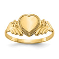 14k Polished 6.0x6.0mm Closed Back Size 3 Childs Heart Signet Ring