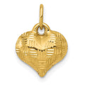 14K Polished Basket Weave Pattern 3-D Puffed Heart Pendant, 11 x 11 mm