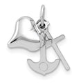14K White Gold 3D Moveable Heart/Cross/Anchor Pendant, 13.5 x 20 mm