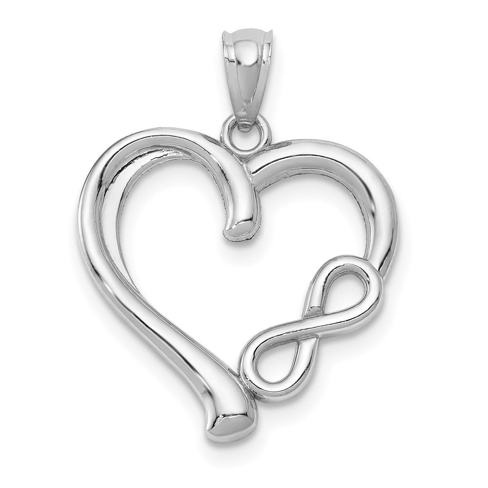 14k White Gold Polished Infinity Heart Pendant, 22 x 17.2 mm