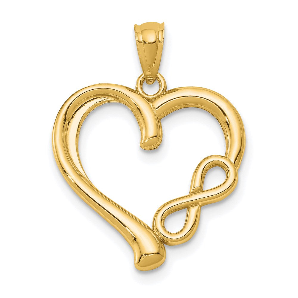 14K Polished Infinity Symbol Heart Pendant, 22 x 17.2 mm