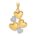 14K and White Rhodium Polished Hearts Pendant, 29 x 17 mm