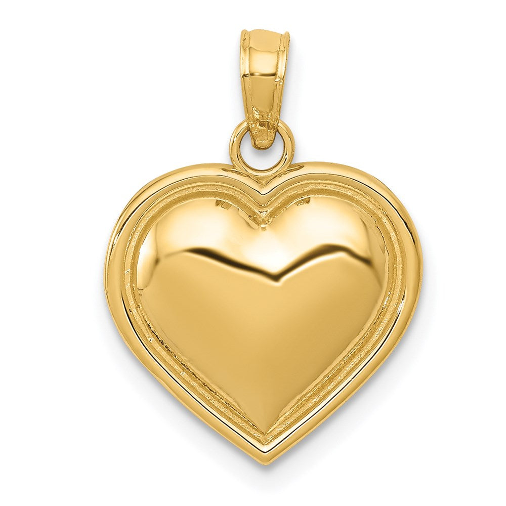 14k Polished Domed Heart Pendant, 19.5 x 13 mm