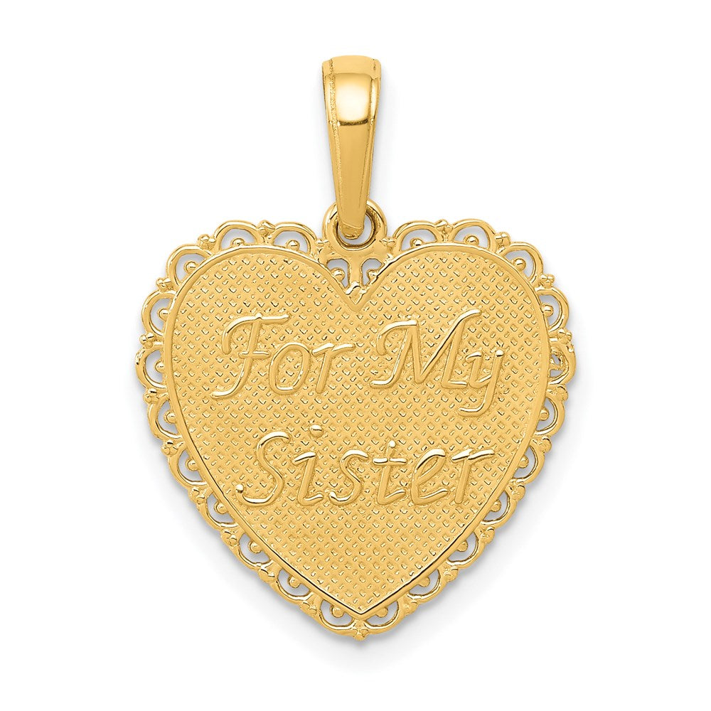 14K Reversible FOR MY SISTER / FRIENDS FOREVER Heart Pendant, 15.5 x 17.44 mm