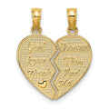 14k 2-Piece Break-Apart GOD KEEP WATCH BETWEEN THEE AND ME Heart Charm, 19.4 x 16.7 mm
