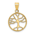 14K Gold Polished Small Tree of Life in Round Pendant, 24 x 15.5 mm