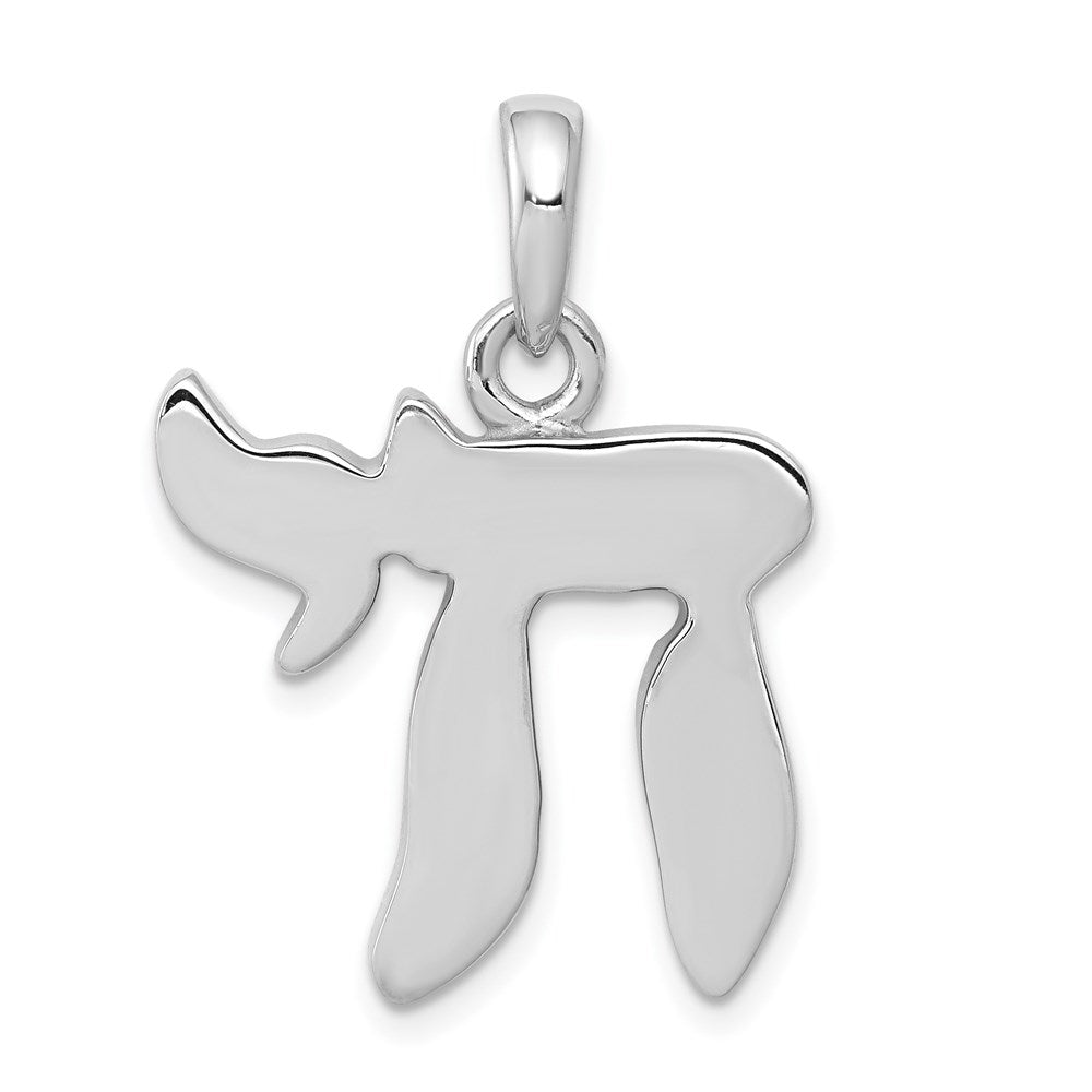 14K White Gold Chai Life Pendant, 27 x 20 mm