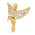 14k Polished Hummingbird with Filigree Wings Pendant, 27.5 x 22.5 mm