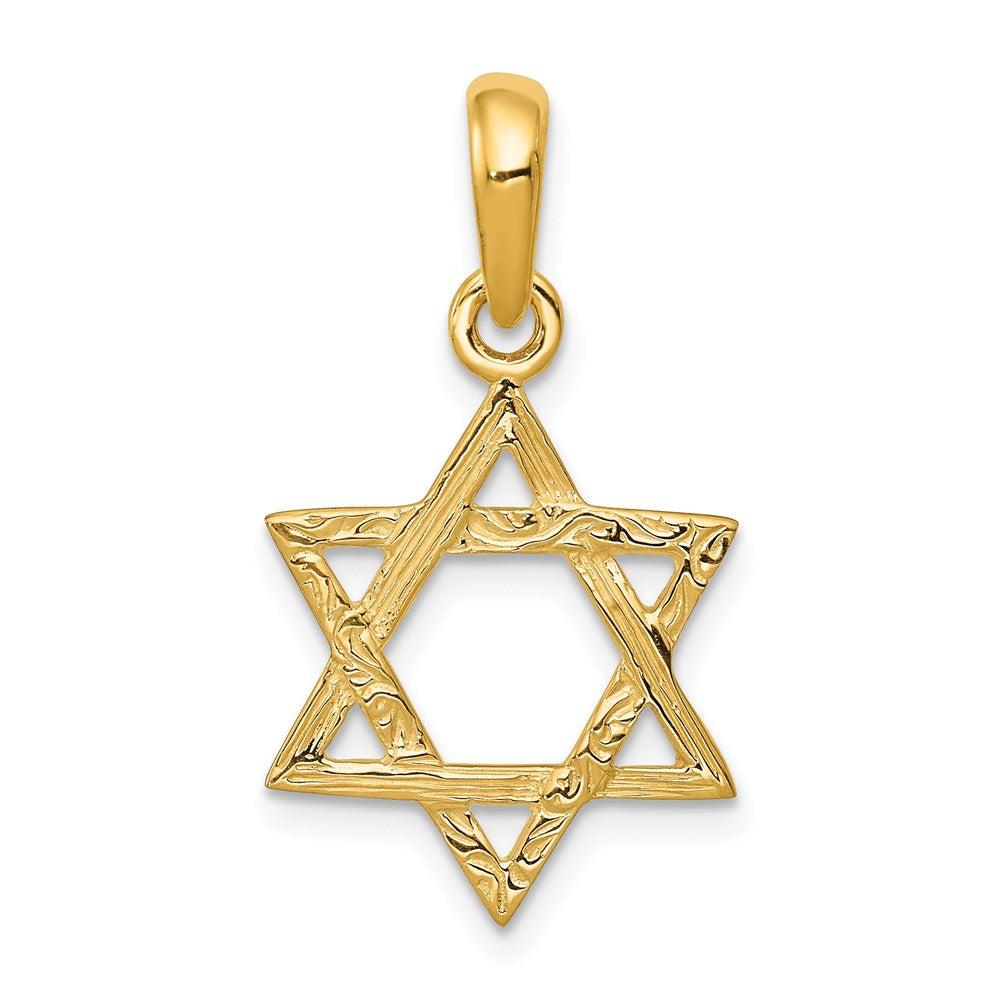 14K Star of David Pendant, 26 x 15 mm, 1.23 g