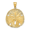 14k Large Sand Dollar Pendant, 37 x 27 mm