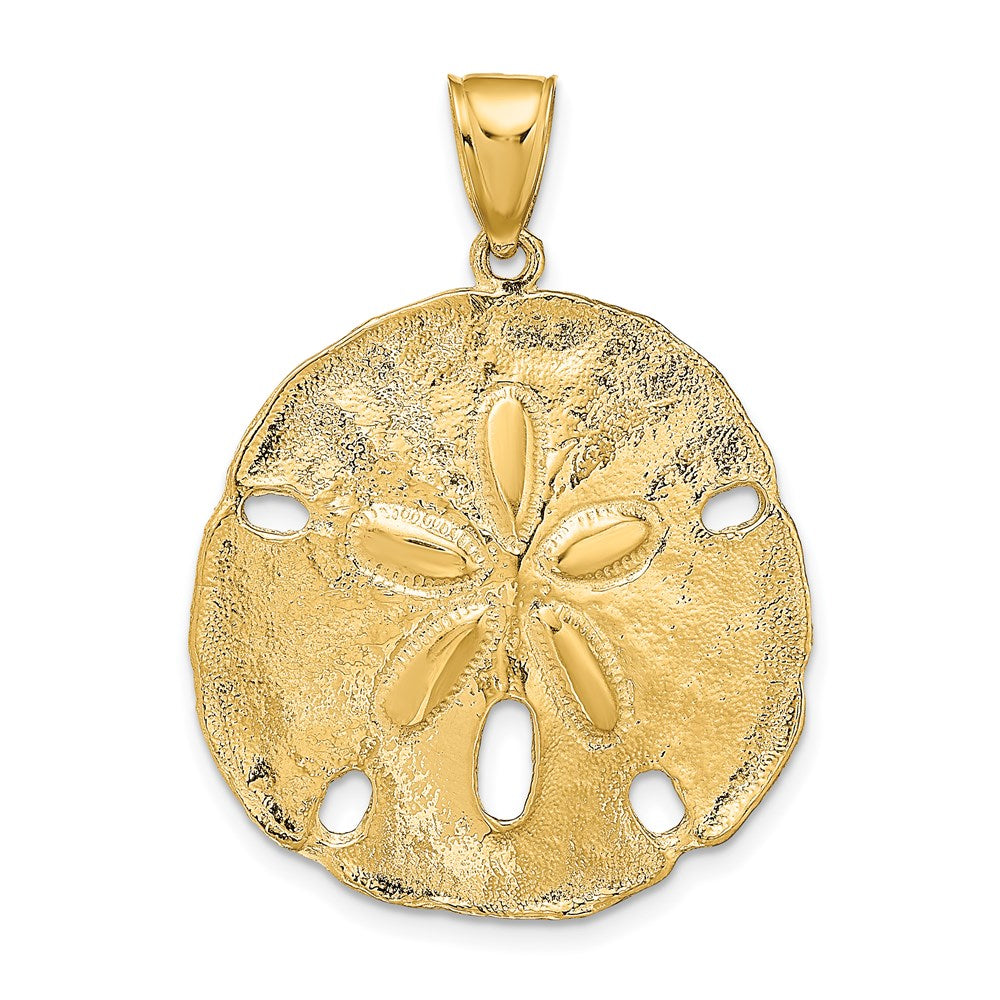 14k Large Sand Dollar Pendant, 37 x 27 mm
