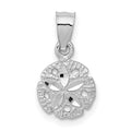 14k White Gold Sand Dollar Pendant, 15 x 9 mm