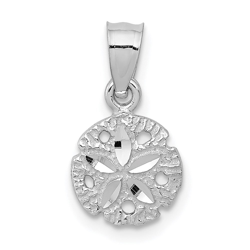 14k White Gold Sand Dollar Pendant, 15 x 9 mm