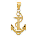 14k Polished Anchor with Textured Rope Pendant, 32.5 mm