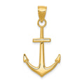 14K Gold Polished Anchor Pendant, 31.6 mm