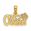 14k I HEART CANCUN Cut-out Charm, 14.5 x 17.1 mm