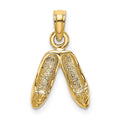 14K 3-D Polished Textured Ballerina Slippers Charm, 11.7 x 10.2 mm