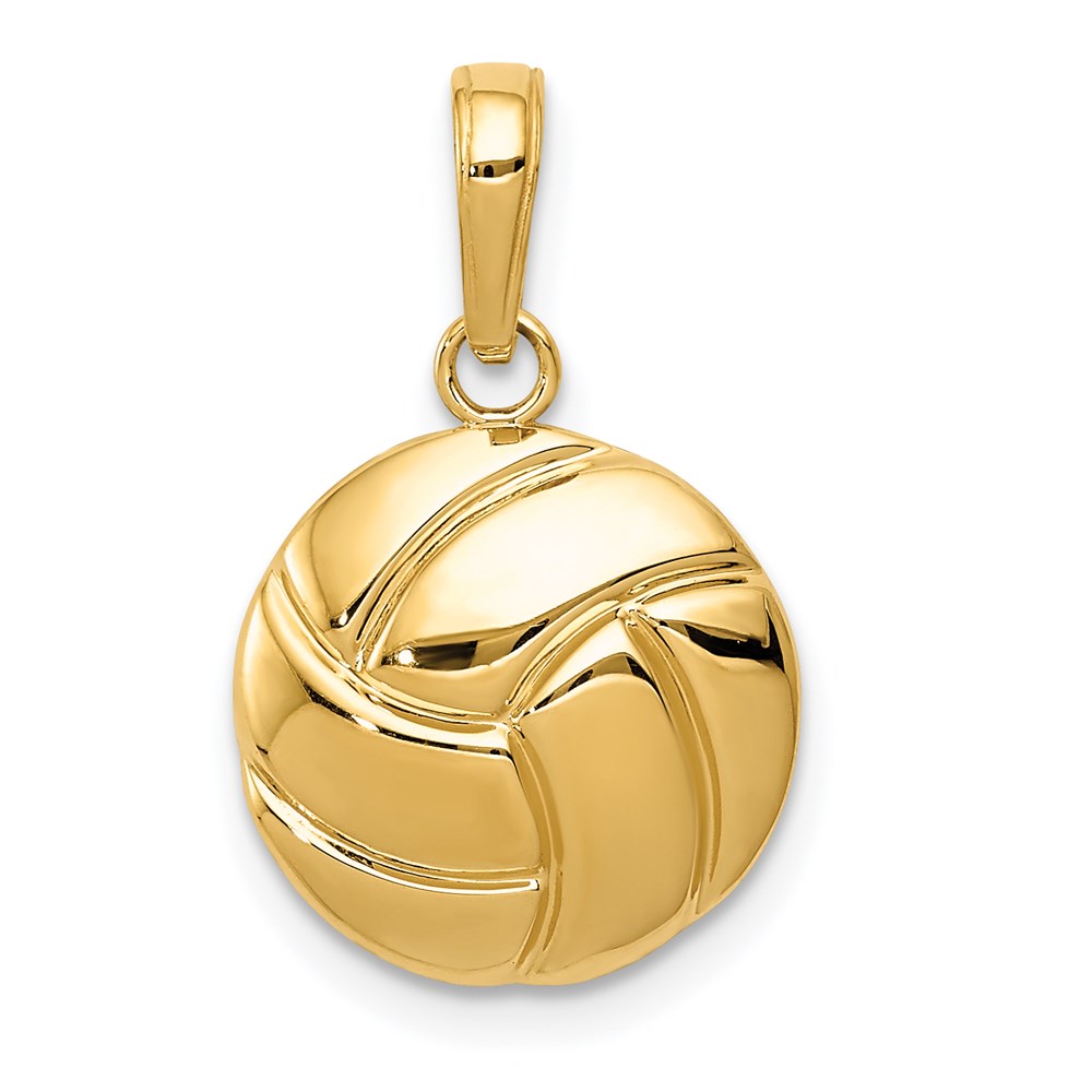 14K Polished Domed Volleyball Pendant, 19 x 13.5 mm