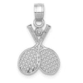 14k White Gold Double Tennis Racquet Charm, 21 x 12 mm