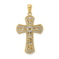 14K Two-tone Polished 2-Level Cross Pendant, 35.25 x 19.4 mm