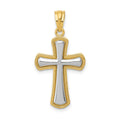 14k and White Rhodium Polished Cross Pendant, 30 x 15.3 mm