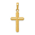 14K Polished Cross With Striped Border Pendant, 27 x 13.5 mm