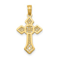 14K Polished Passion Cross with Lacey Center Pendant, 23.8 mm