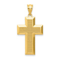 14K Polished / Textured Cross Pendant, 33 x 16.5 mm
