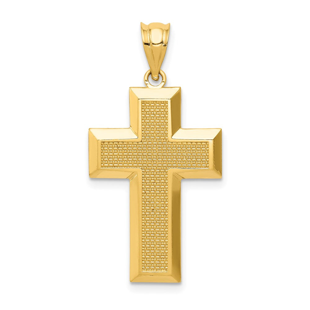 14K Polished / Textured Cross Pendant, 33 x 16.5 mm