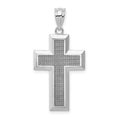 14K White Gold Polished / Textured Cross Pendant, 33 x 16.5 mm