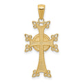 14K Polished and Textured Armenian Cross Pendant, 31 x 15 mm