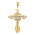 14k Two-Tone Polished Large Cross Pendant, 52.5 mm
