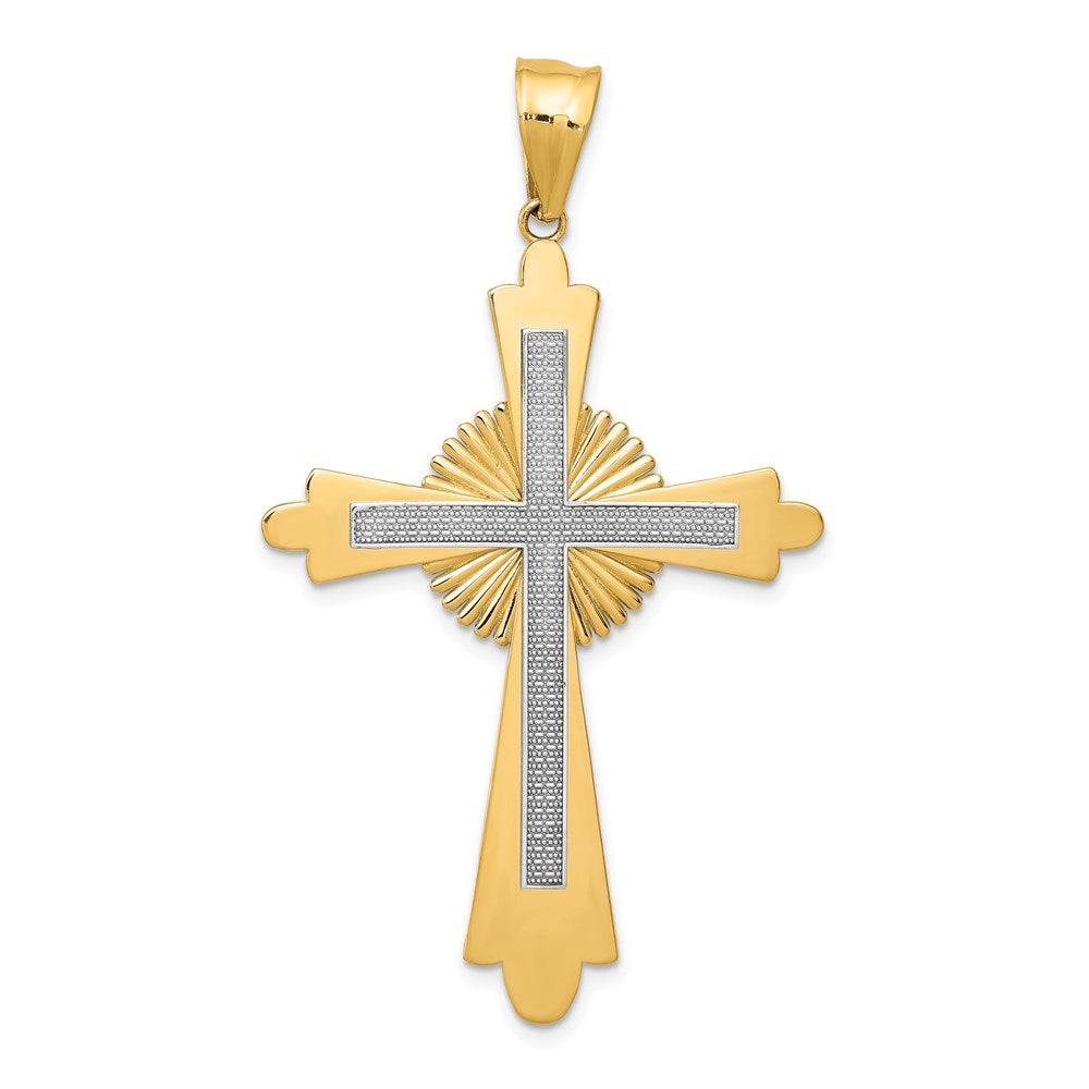 14k Two-Tone Polished Large Cross Pendant, 52.5 mm