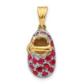 14k & Ruby Baby Shoe Charm, 23 x 9 mm