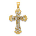 14K Two-tone Polished 2-Level Fleur de Lis Cross Pendant, 36.75 mm