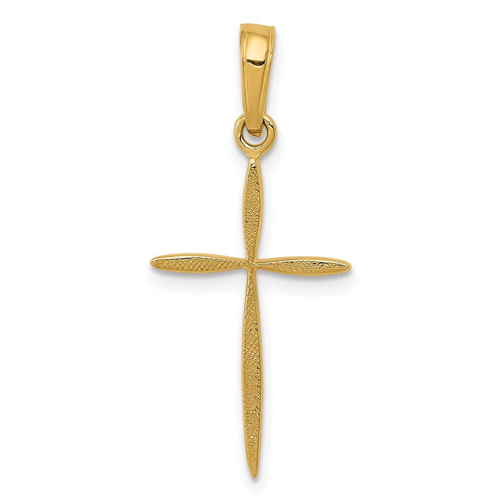 14K Polished Cross With Tapered Ends Pendant, 24.7 mm