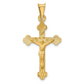 14k Polished Satin and Diamond-cut Crucifix Pendant, 37 x 19 mm