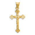 14k Polished Satin and Diamond-cut Crucifix Pendant, 29.5 x 15 mm