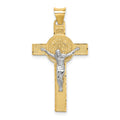 14k Two-Tone Crucifix Reverses to St. Benedict Medal Pendant, 1.8 g