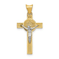14k Two-Tone Crucifix Reverses to St. Benedict Medal Pendant, 1.12 g