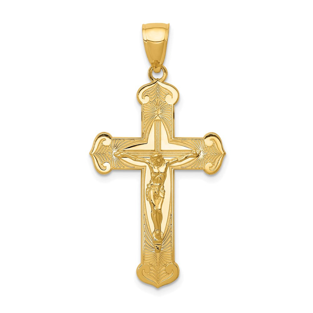 14K Polished Crucifix Pendant, 39 x 20 mm