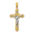 14k Two-tone Gold Polished Crucifix Pendant, 31.5 x 17 mm