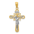 14K Two-tone and White Rhodium Small Passion Crucifix Pendant, 29.5 x 15.5 mm