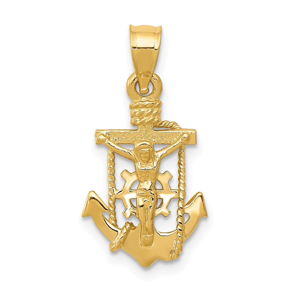 14k Polished Mariner Crucifix Pendant, 21 x 11 mm