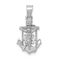 14k White Gold Polished Mariner Crucifix Pendant, 23 x 11 mm