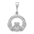 14k White Gold Claddagh Charm, 26 x 17 mm