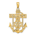 14K Polished Textured Mariners Crucifix Pendant, 35.5 x 21.5 mm