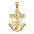 14K Polished Textured Mariners Crucifix Pendant, 31.5 x 18 mm