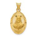 14K Polished Diamond-cut Solid Sagrado Corazon de Jesus Oval Pendant, 24.5 x 13 mm