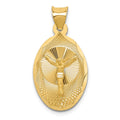 14K Polished Diamond-cut Corpus Oval Pendant, 25.5 x 13 mm